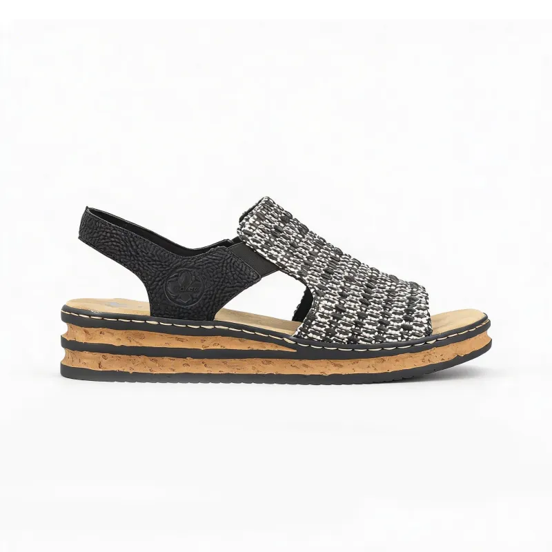 Rieker 62971-00 Womens Ankle Strap Sandals Black made by Rieker