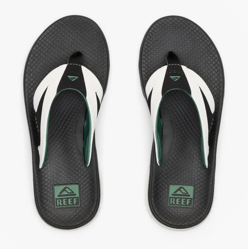 Reef FANNING Mens Toe-Post Sandals White/Black/Green made by Shuperb