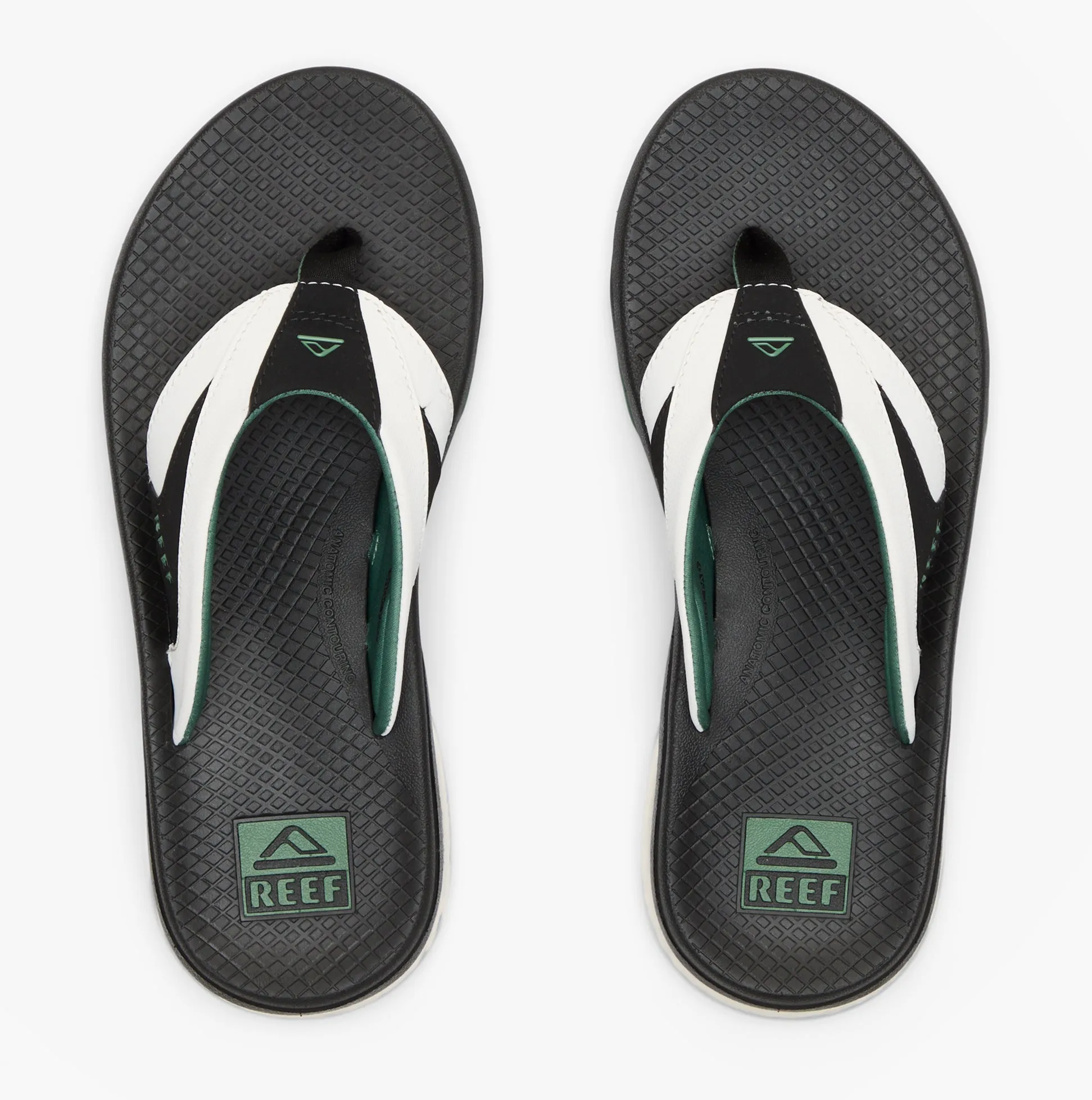 Reef FANNING Mens Toe-Post Sandals White/Black/Green sold by Shuperb