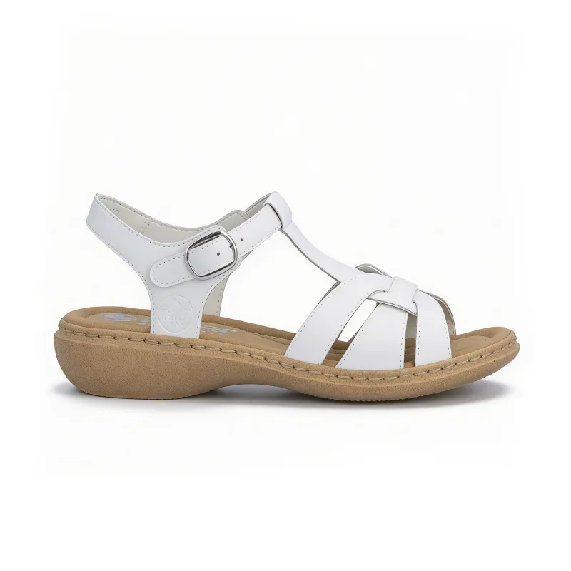 Rieker 61853 Womens Ankle Strap Sandals White made by Rieker