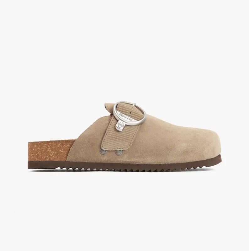 Barbour KYRA CLOSED Womens Mules Sandals Taupe Suede made by Barbour