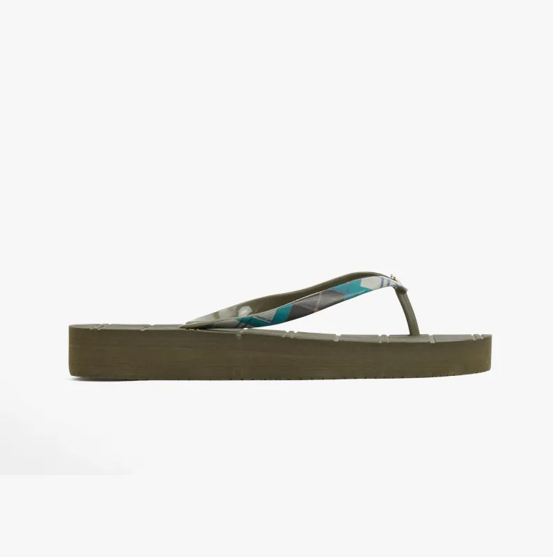 Barbour TILDA POST Womens Toe-Post Sandals Olive/Ancient Tartan made by Barbour