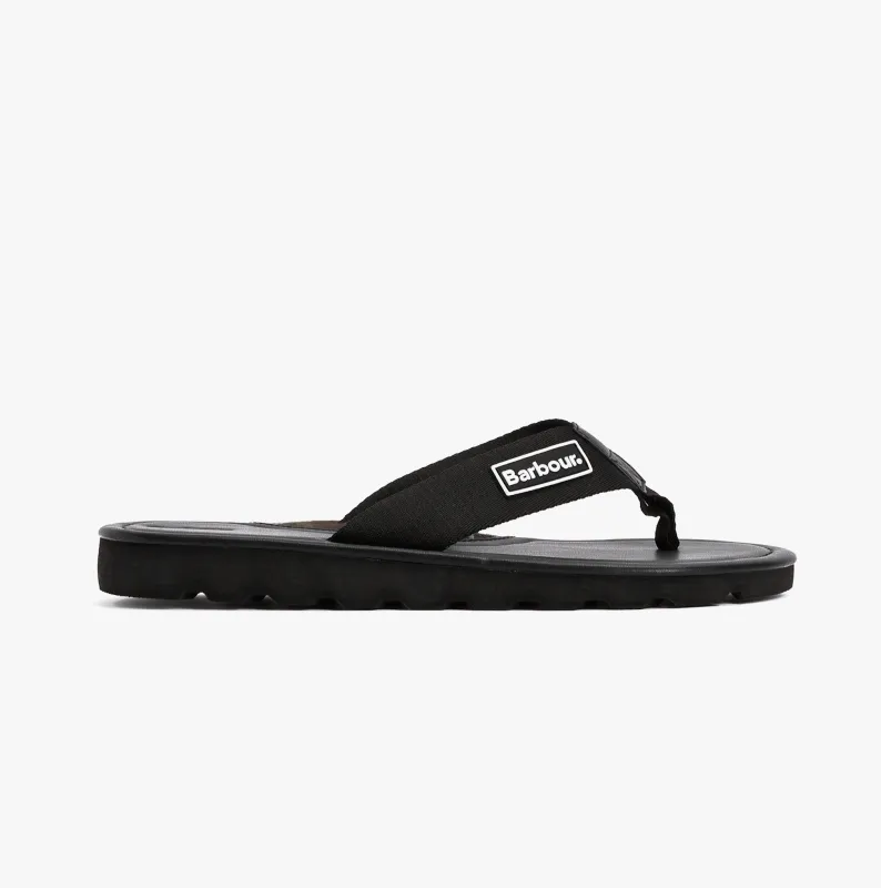 Barbour HARKER Mens Toe-Post Sandals Black made by Barbour