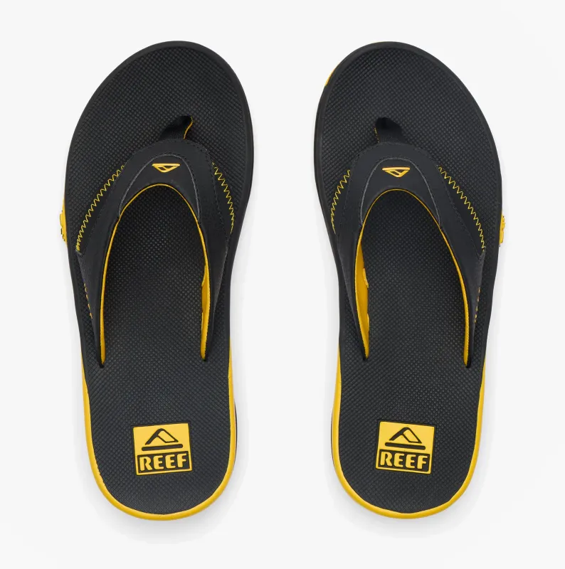 Reef FANNING PREGAME Mens Toe-Post Sandals Black/Yellow sold by Shuperb