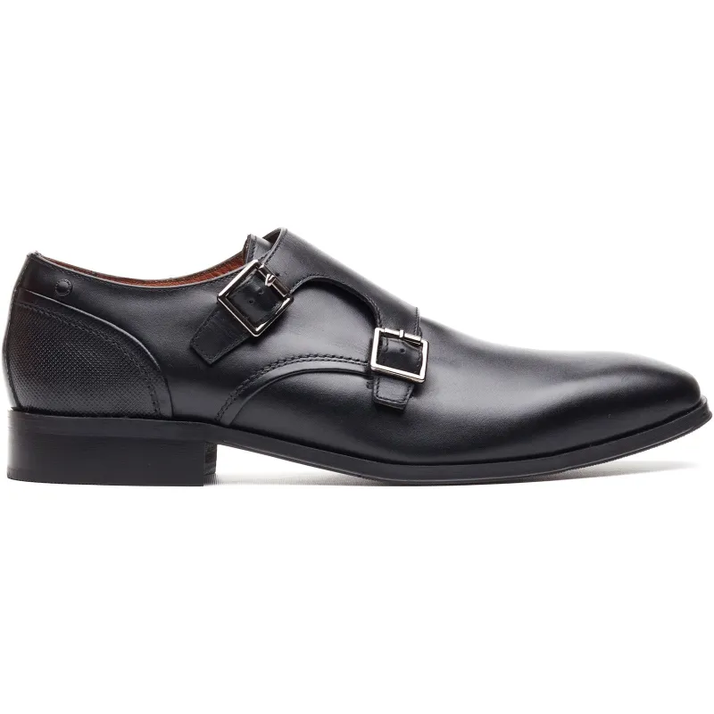 Base London CLERIC Mens Monk Shoes Black made by Base London
