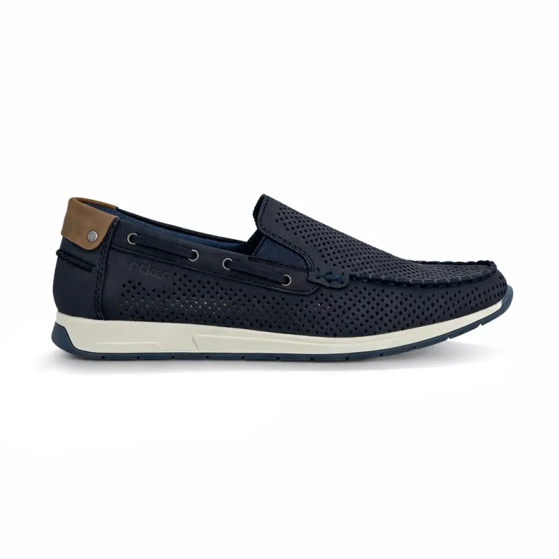Rieker 11957 Mens Loafer Shoes Blue made by Rieker