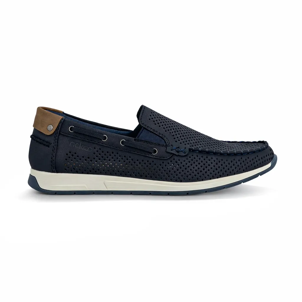 Rieker 11957 Mens Loafer Shoes Blue sold by Shuperb