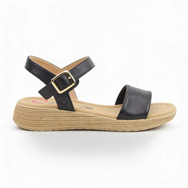 Heavenly Feet SARA Womens Platform Sandals Black made by Shuperb