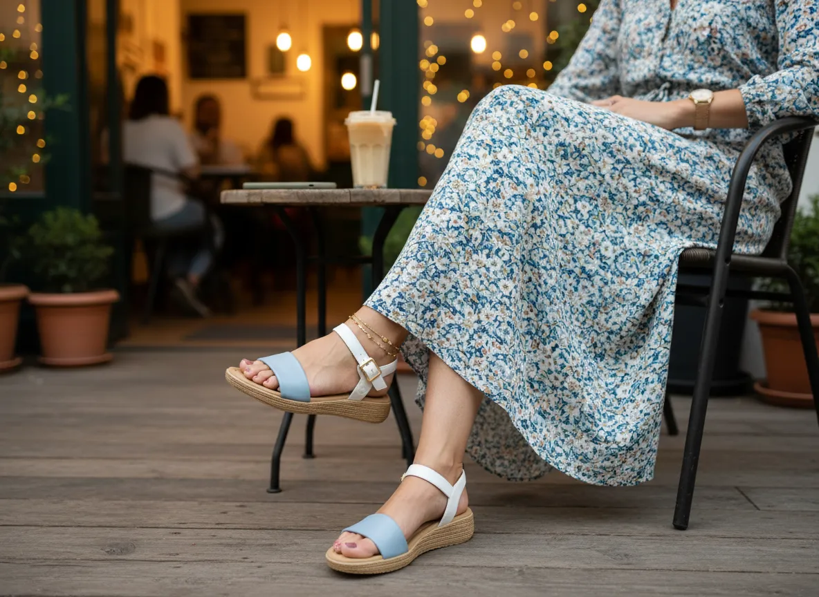 Heavenly Feet SARA Womens Platform Sandals Blue/White sold by Shuperb product image thumbnail 2