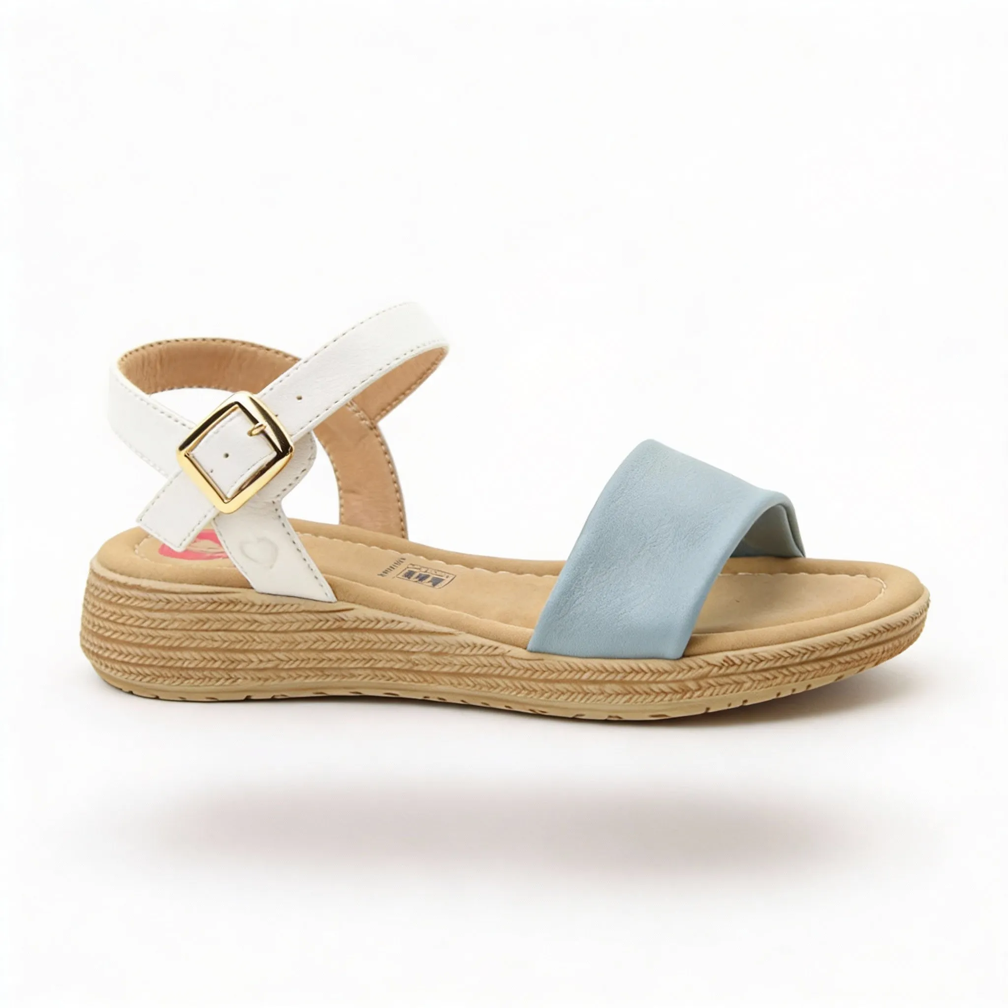 Heavenly Feet SARA Womens Platform Sandals Blue/White sold by Shuperb