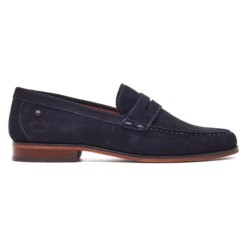 Base London SLATE Mens Loafer Shoes Navy made by Base London