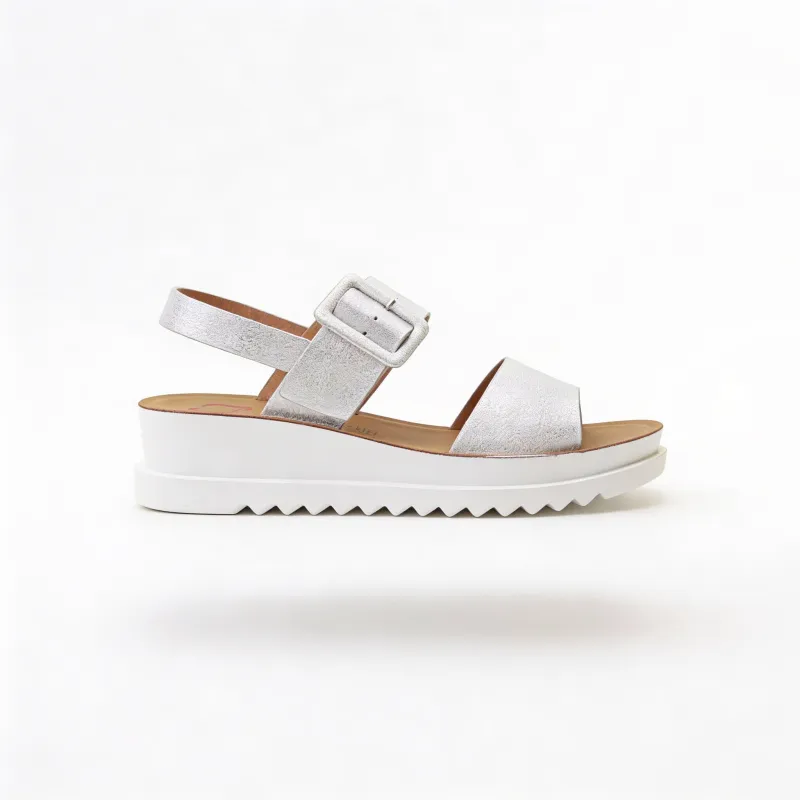 Heavenly Feet PISTACHIO Womens Ankle Strap Sandals Silver made by Shuperb