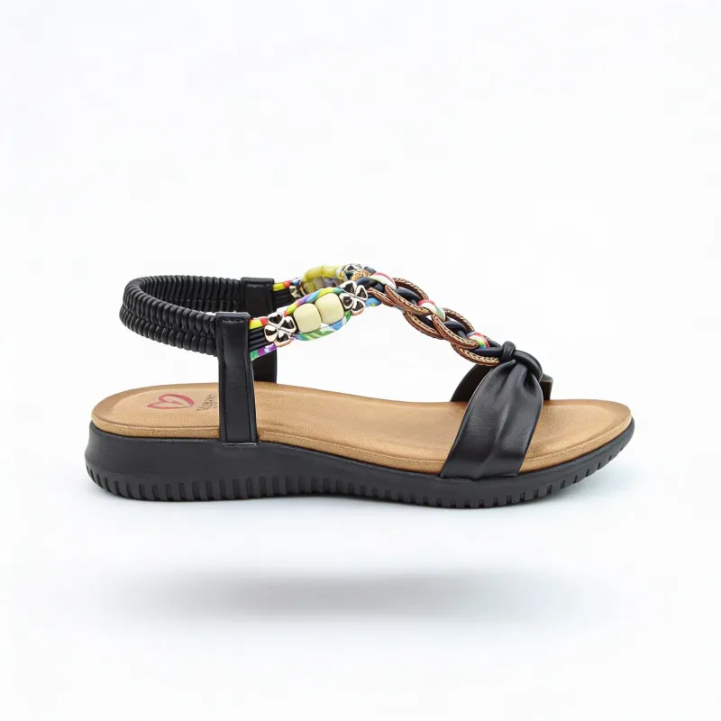 Heavenly Feet BRIGHT Womens Slingback Sandals Black made by Shuperb