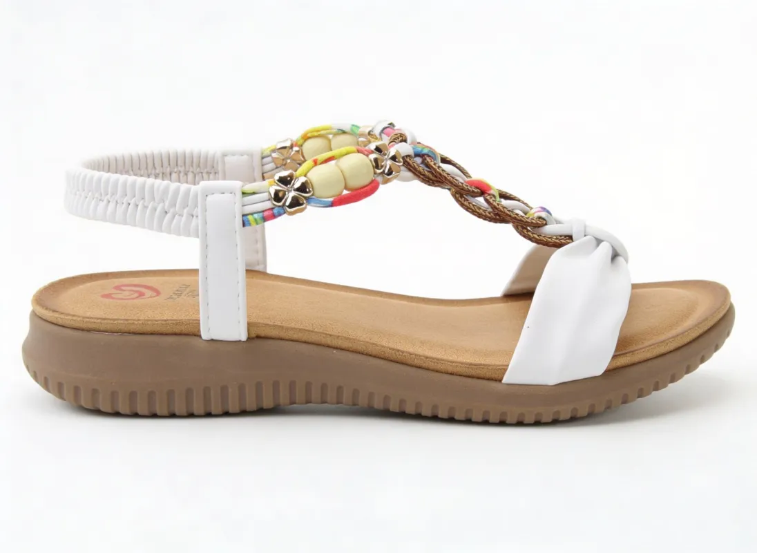 Heavenly Feet BRIGHT Womens Slingback Sandals White made by Shuperb