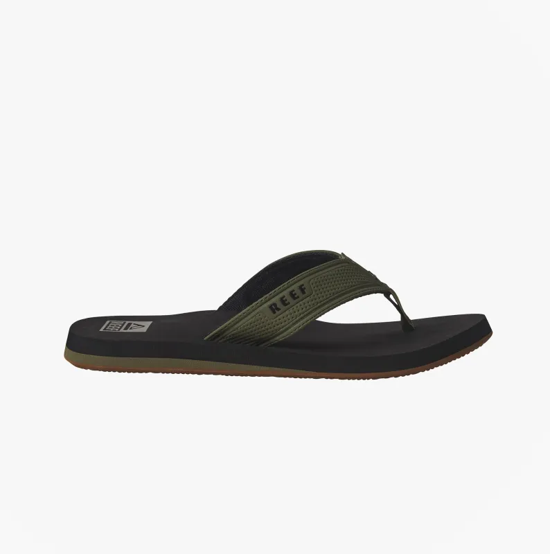 Reef THE LAYBACK Mens Toe-Post Sandals Black/Olive made by Reef