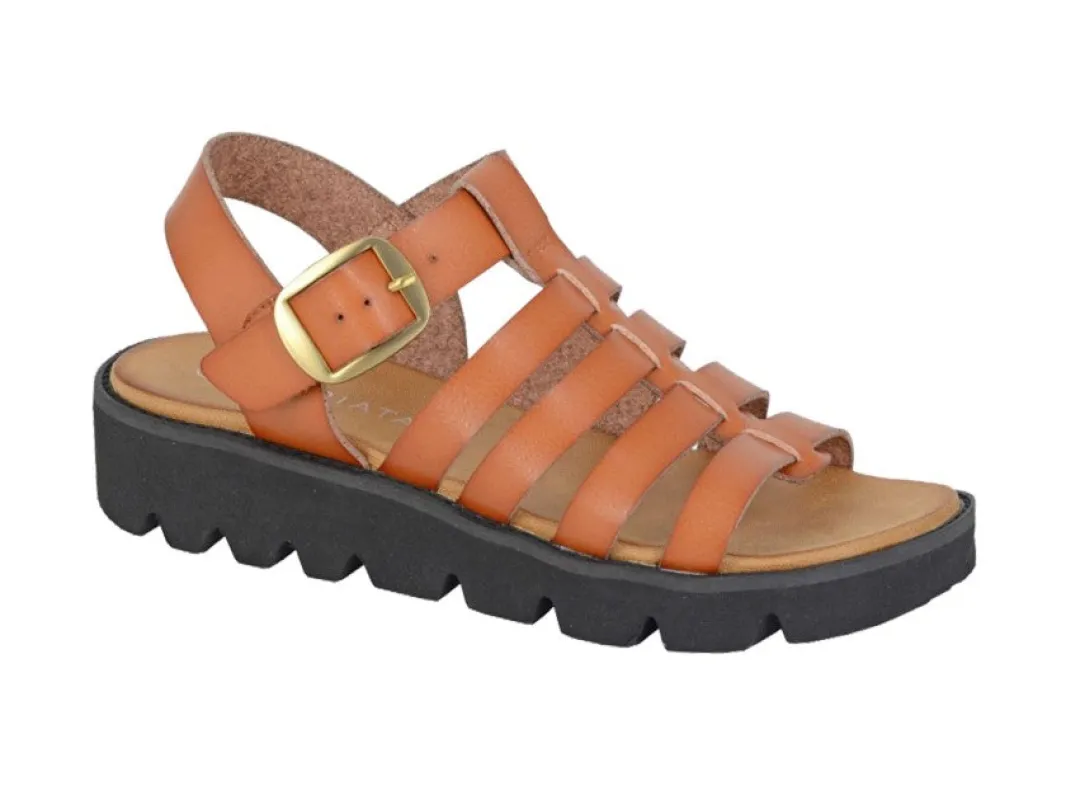 Cipriata AZIA Womens T-strap Sandals Tan made by Shuperb