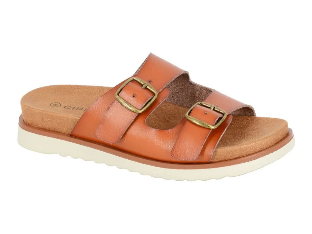 Cipriata TIBERIA Womens Mules Sandals Tan made by Shuperb