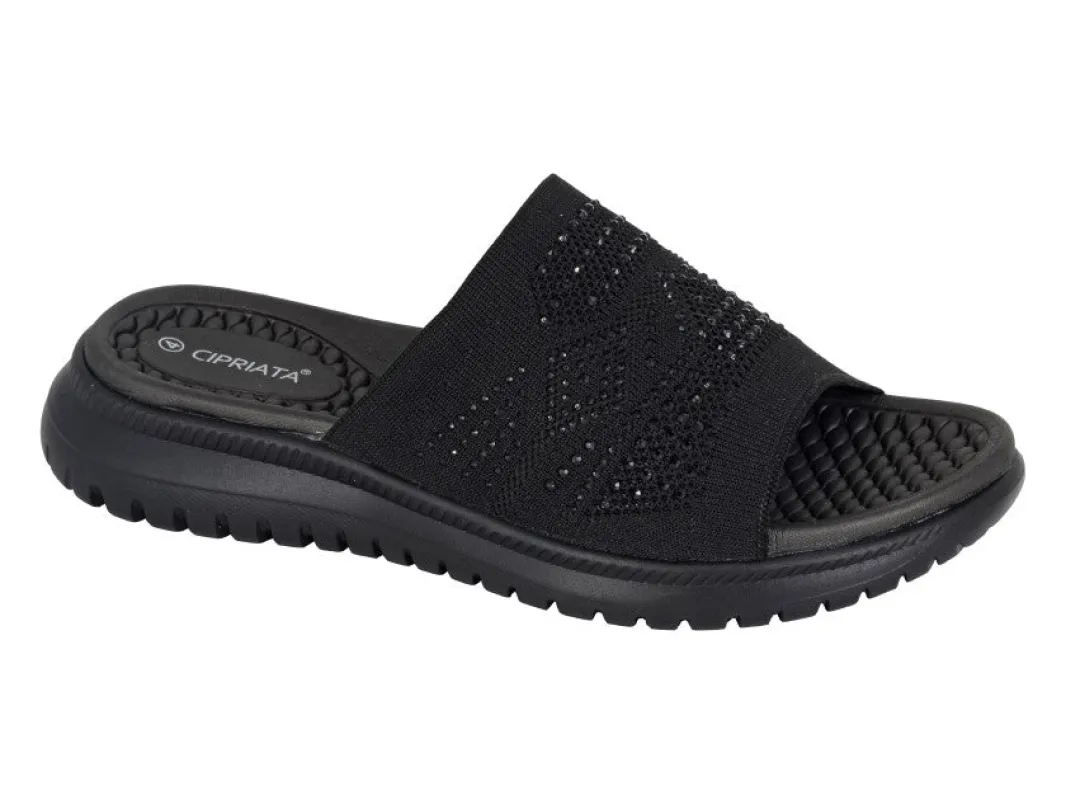Cipriata ELIANA Womens Mules Sandals Black made by Shuperb