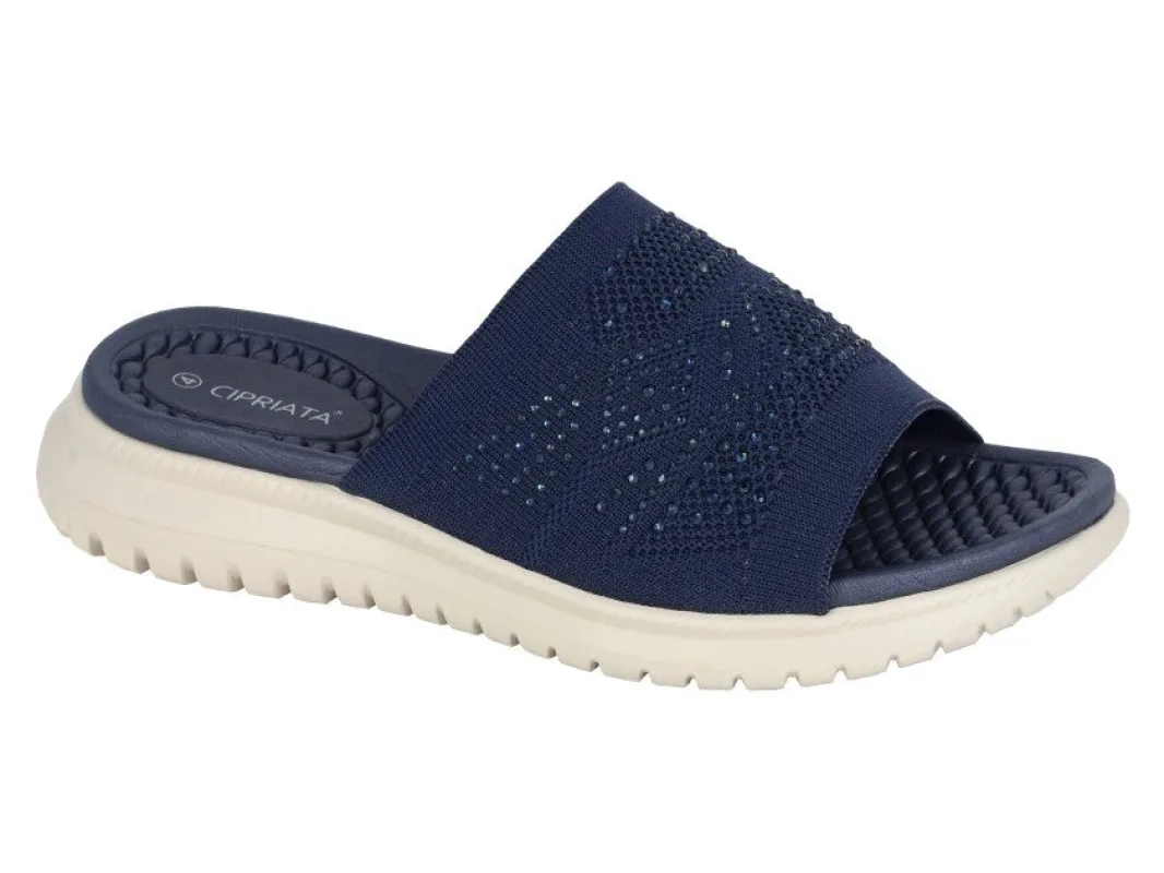 Cipriata ELIANA Womens Mules Sandals Navy Blue made by Shuperb