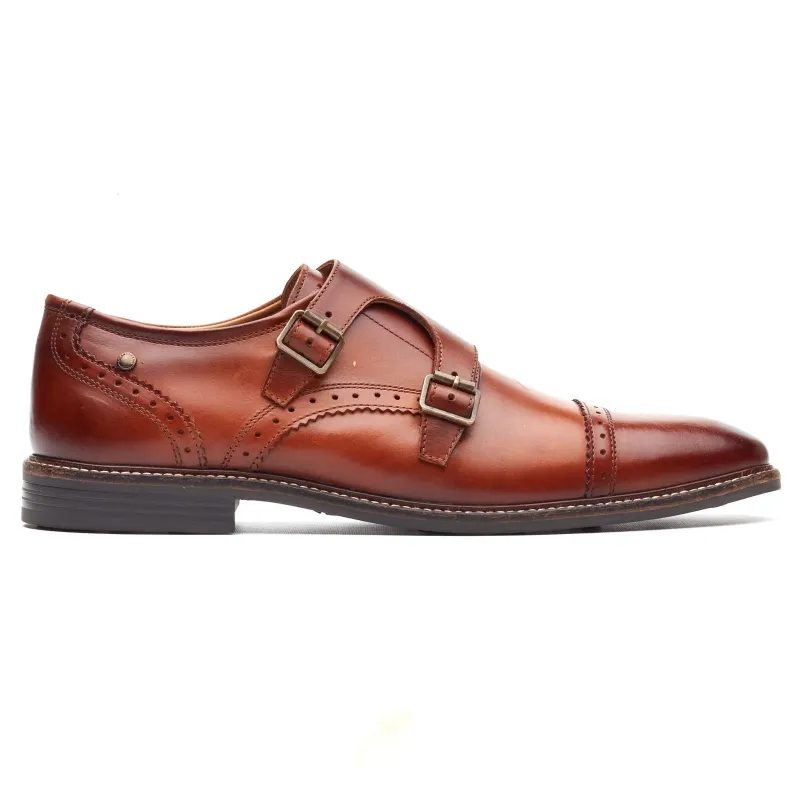 Base London HENLEY Mens Monk Shoes Tan made by Base London