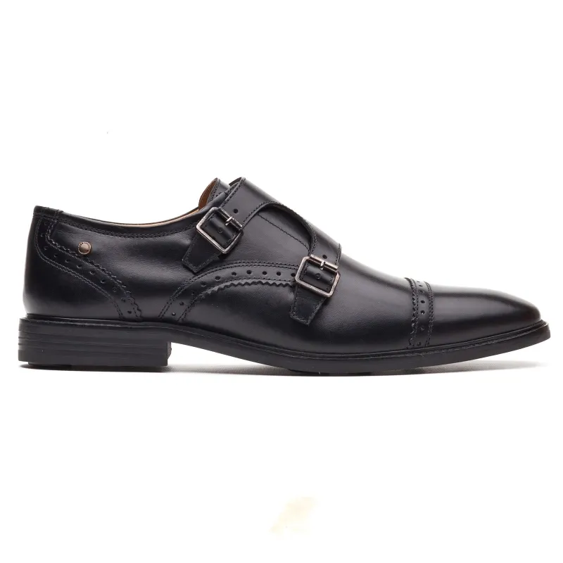 Base London HENLEY Mens Monk Shoes Black made by Base London