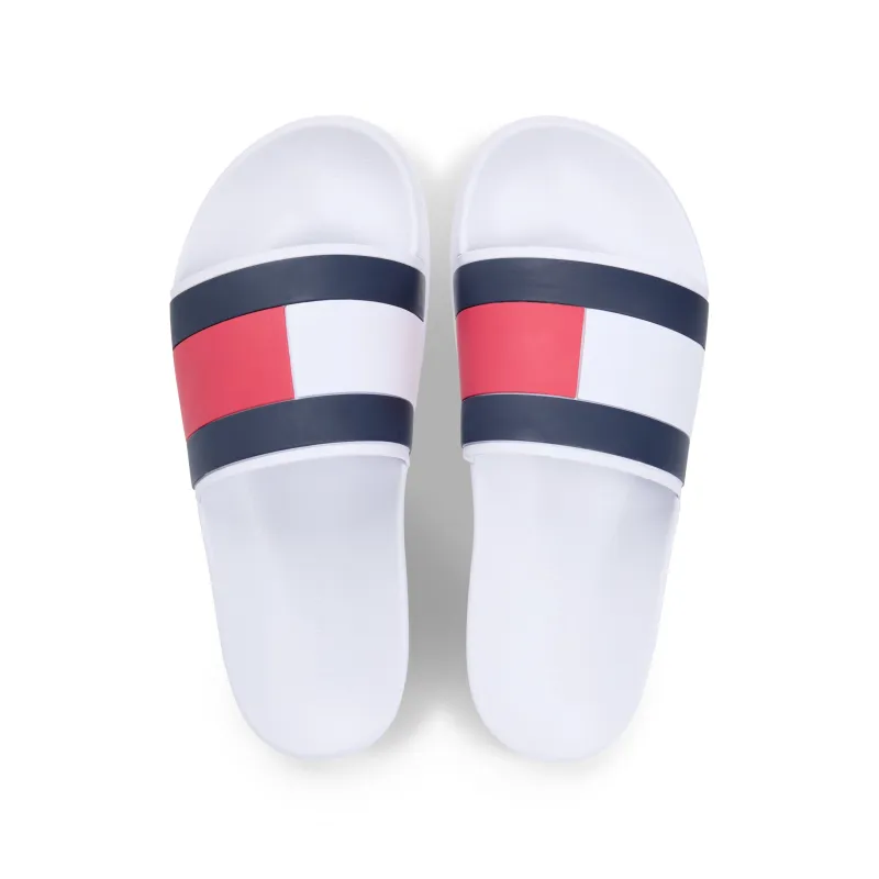 Tommy Hilfiger CORE HILFIGER FLAG POOL Mens Sliders White made by Tommy Hilfiger