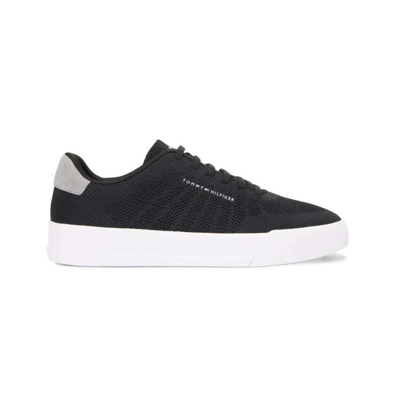 Tommy Hilfiger COURT KNIT Mens Court Trainers Black made by Tommy Hilfiger