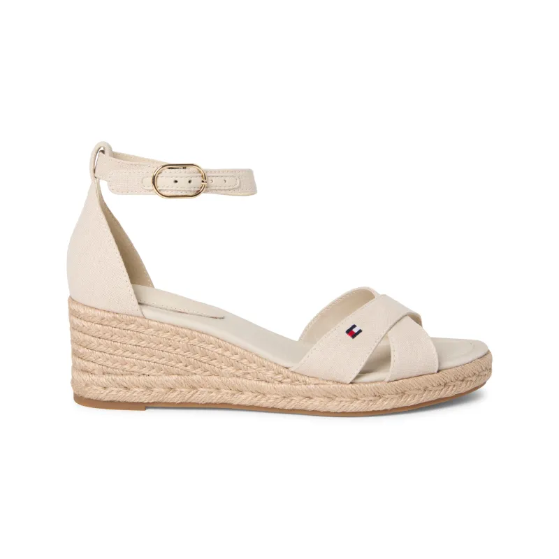 Tommy Hilfiger MID WEDGE Womens Wedge Sandals Classic Beige made by Tommy Hilfiger