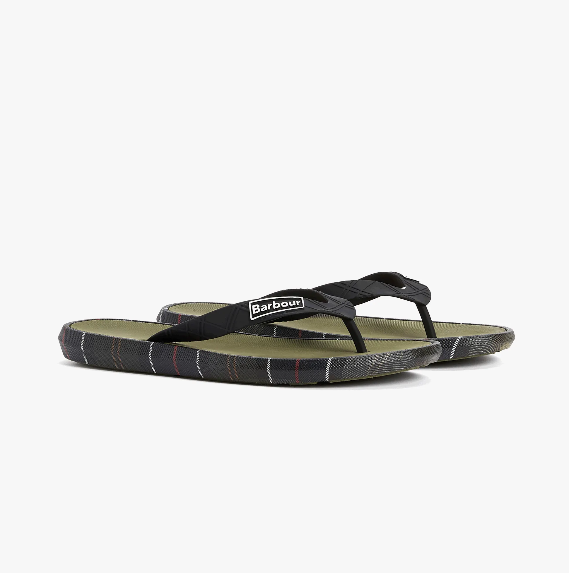 Barbour OAKDALE Mens Toe-Post Sandals Olive/Classic Tartan sold by Shuperb product image thumbnail 2