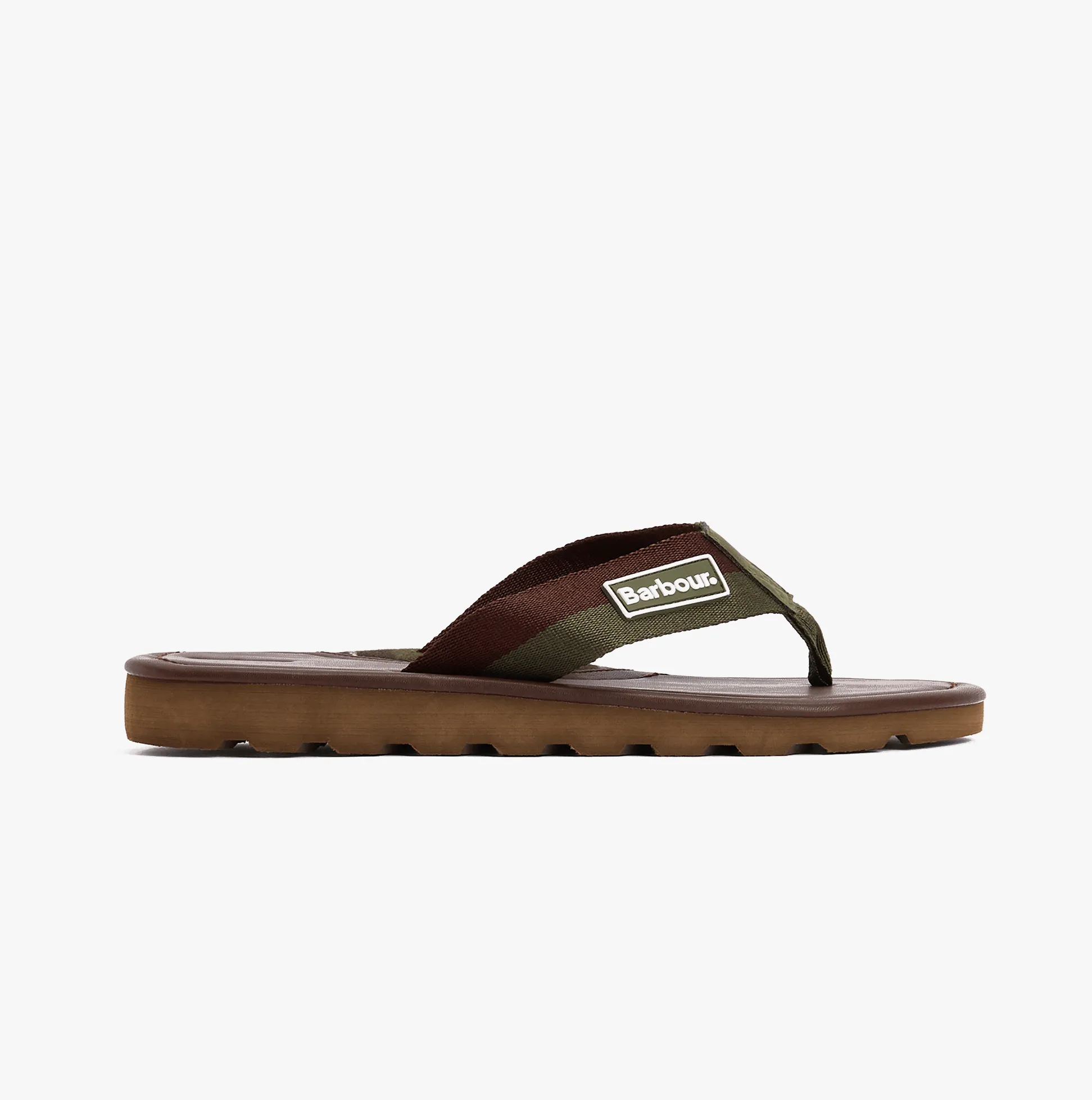 Barbour HARKER Mens Toe-Post Sandals Choc/Olive sold by Shuperb
