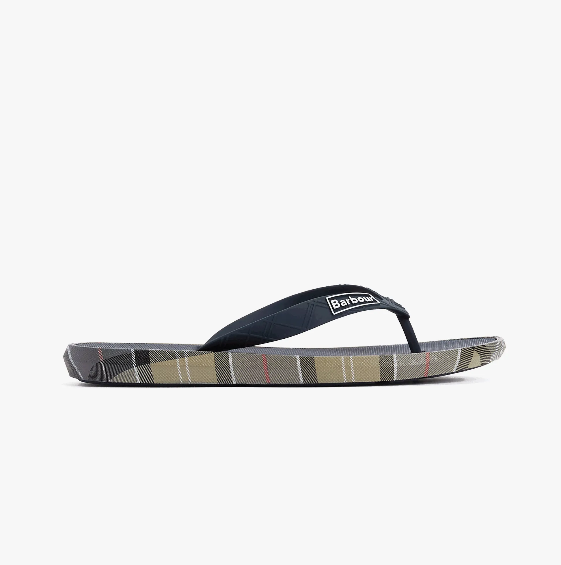 Barbour OAKDALE Mens Toe-Post Sandals Navy/Dress Tartan sold by Shuperb