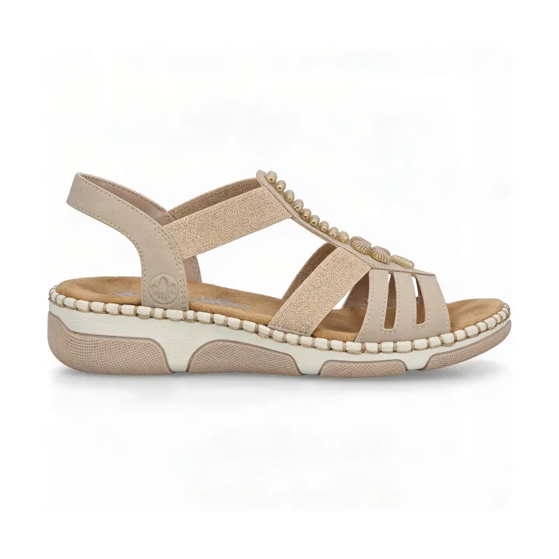 Rieker 66201 Womens Slingback Sandals Cream made by Rieker