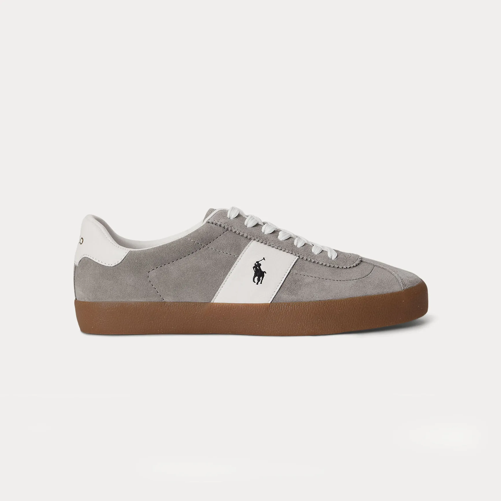 Polo Ralph Lauren COURT VLC PP Mens Court Trainers Earth Grey/Deckwash White sold by Shuperb