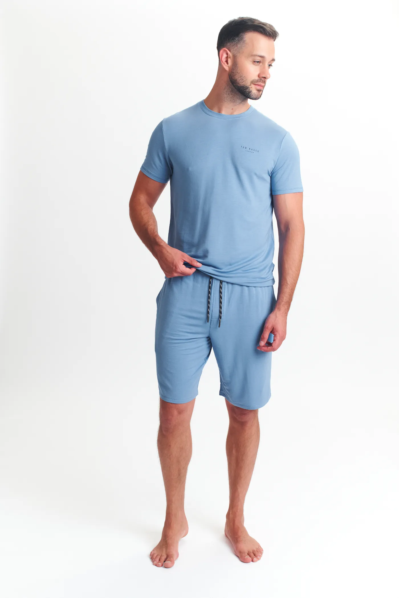 Modal T Shirt And Short Set Mens Loungewear Riviera Blue sold by Shuperb product image thumbnail 3