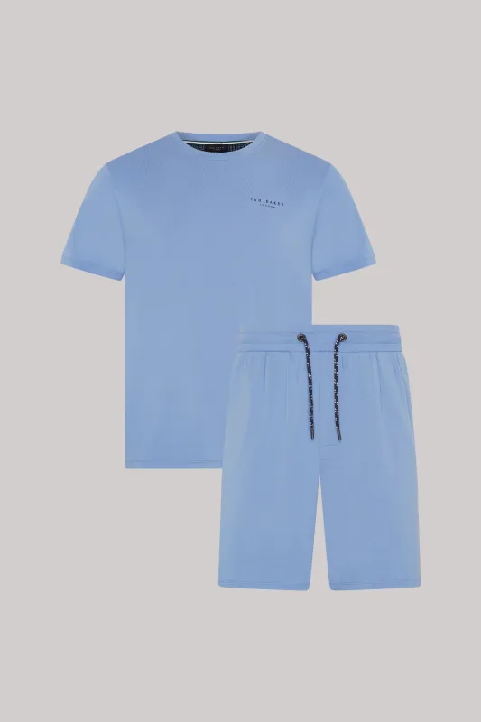 Modal T Shirt And Short Set Mens Loungewear Riviera Blue made by Shuperb