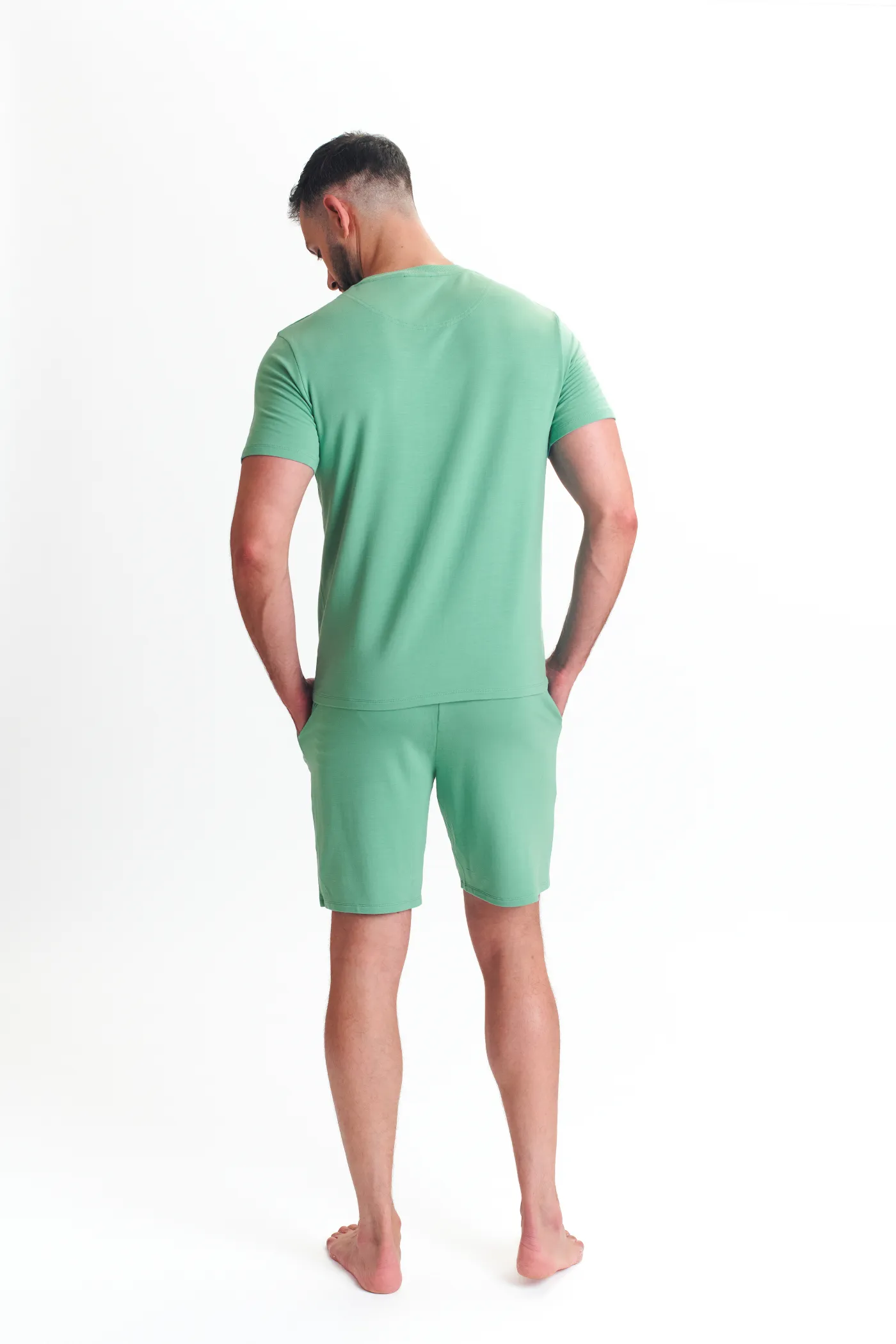 Modal T Shirt And Short Set Mens Loungewear Mint sold by Shuperb product image thumbnail 3