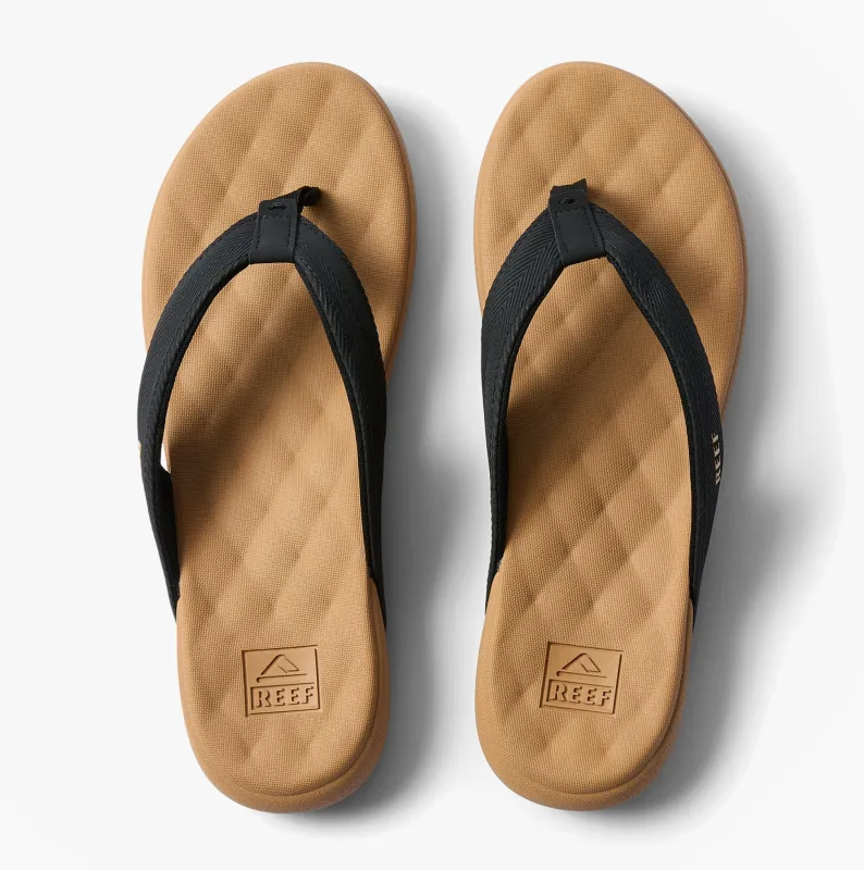 Reef CUSHION MELODY Womens Toe-Post Sandals Black/Tan made by Reef