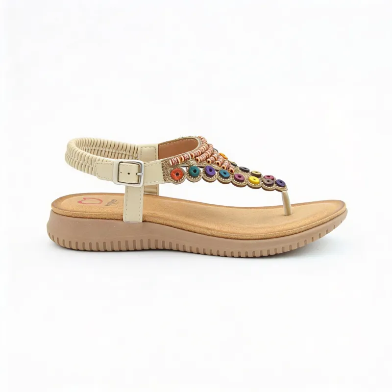 Heavenly Feet RADIANCE Womens Toe-Post Sandals Beige made by Shuperb