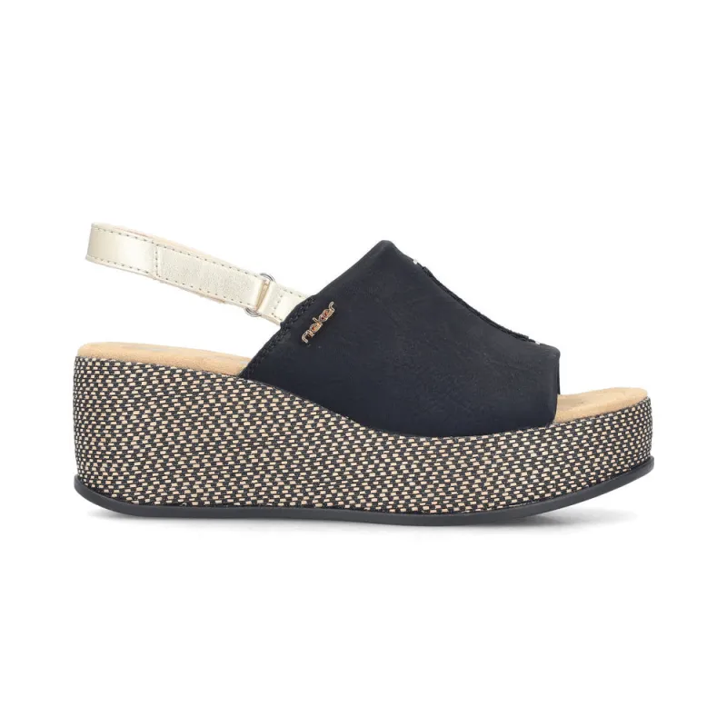 Rieker 69460 Womens Slingback Sandals Black made by Rieker