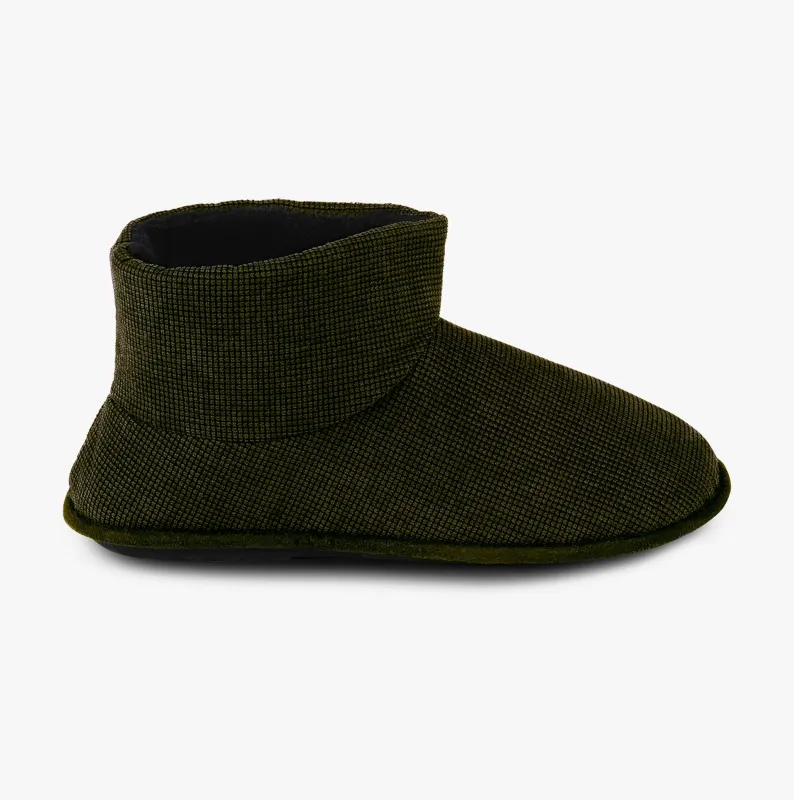 TEXTURED CORD Mens Boot Slippers Khaki made by Shuperb