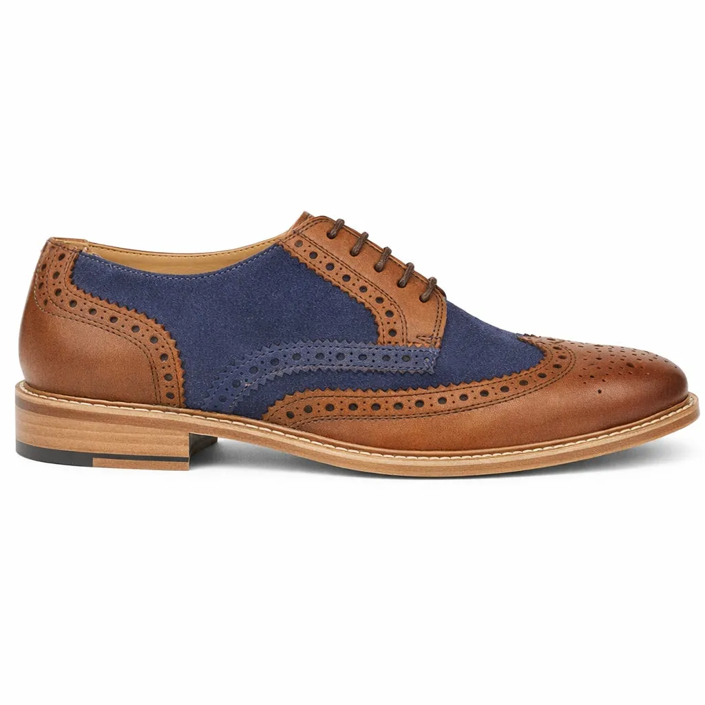 M461LT Mens 5 Eyelet Brogue Oxford Shoes Tan/Navy sold by Shuperb