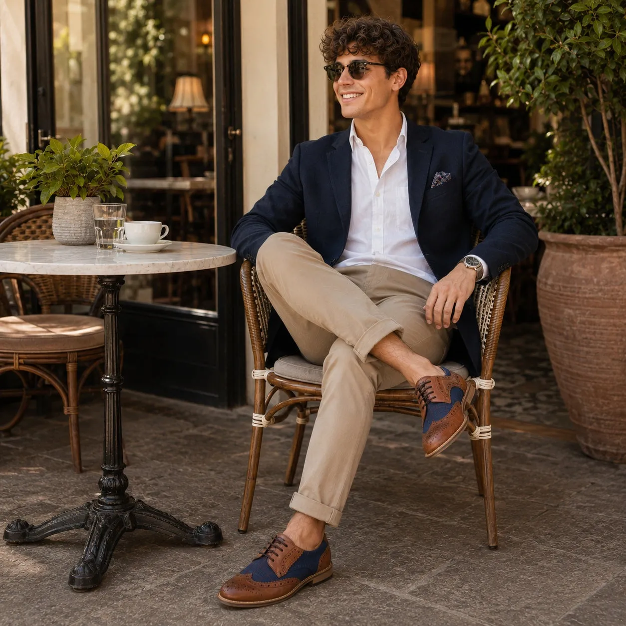 M461LT Mens 5 Eyelet Brogue Oxford Shoes Tan/Navy sold by Shuperb product image thumbnail 2