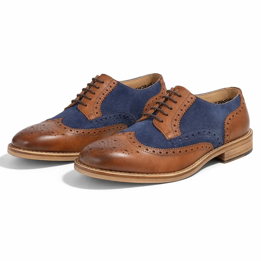M461LT Mens 5 Eyelet Brogue Oxford Shoes Tan/Navy sold by Shuperb product image thumbnail 3