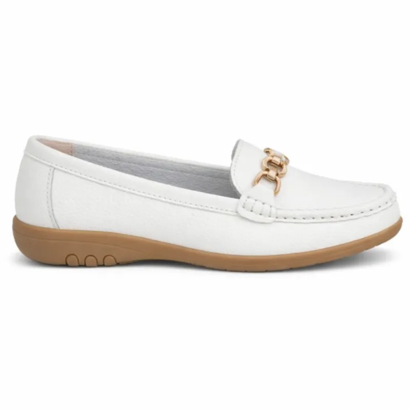 Ladies Loafers White made by Shuperb