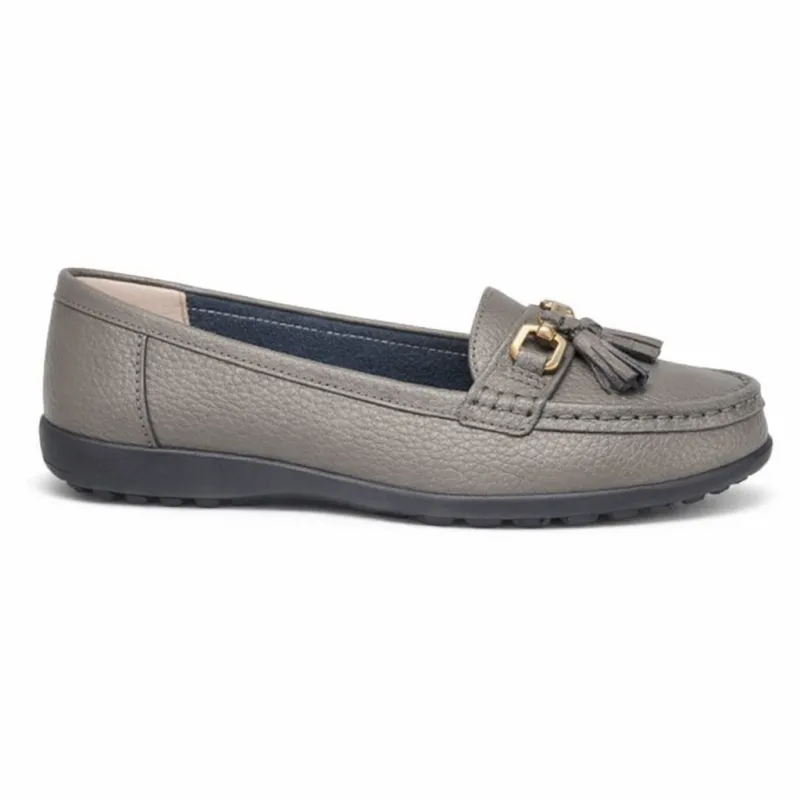 Ladies Loafers Pewter Metallic made by Shuperb