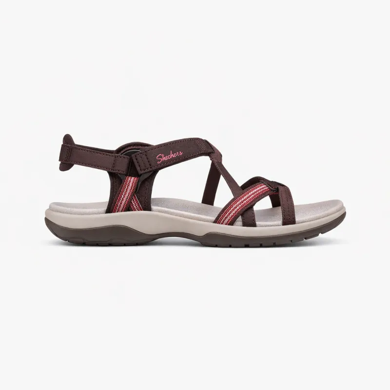 Skechers REGGAE SLIM - SUN ARRAY Womens Cross Strap Sandals Chocolate made by Skechers