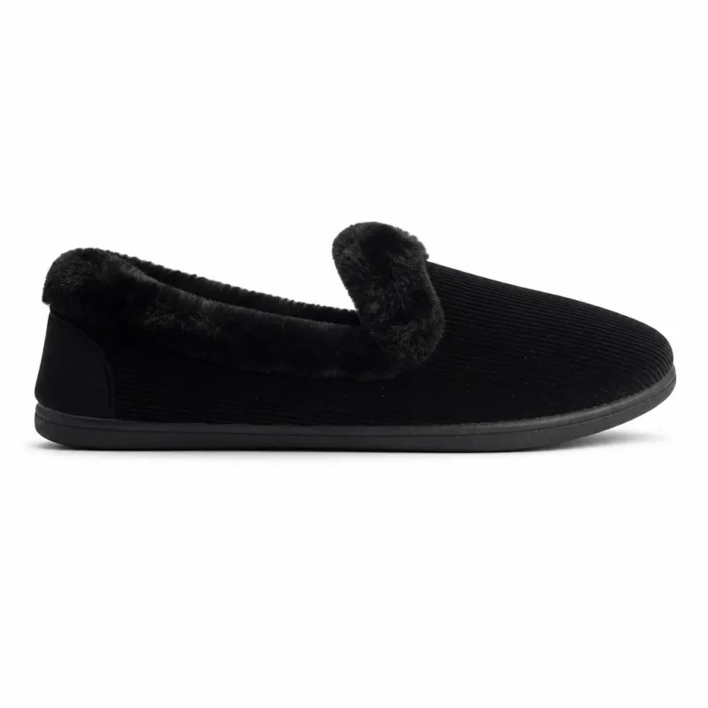 Padders REPOSE Womens (2E Fit) Full Slippers Black made by Shuperb