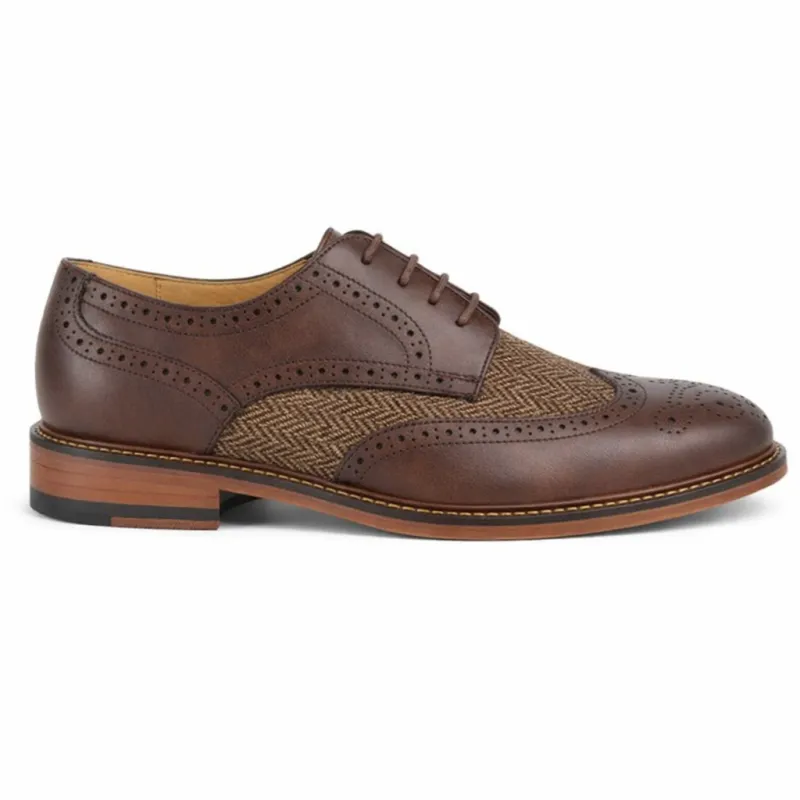 Goor M410 Mens Brogue Shoes Dark Brown made by Shuperb