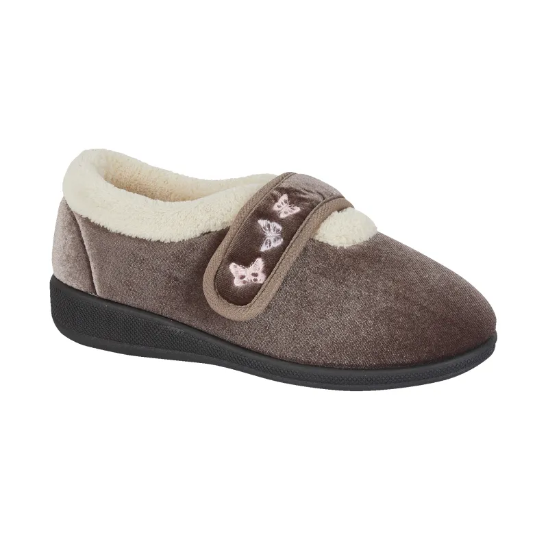 Jo & Joe MATILDA Womens Touch Fasten Slippers Mink made by Shuperb
