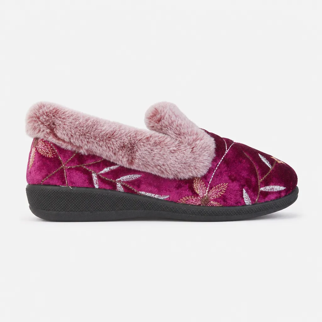Jo & Joe MABEL Womens Full Slippers Burgundy sold by Shuperb